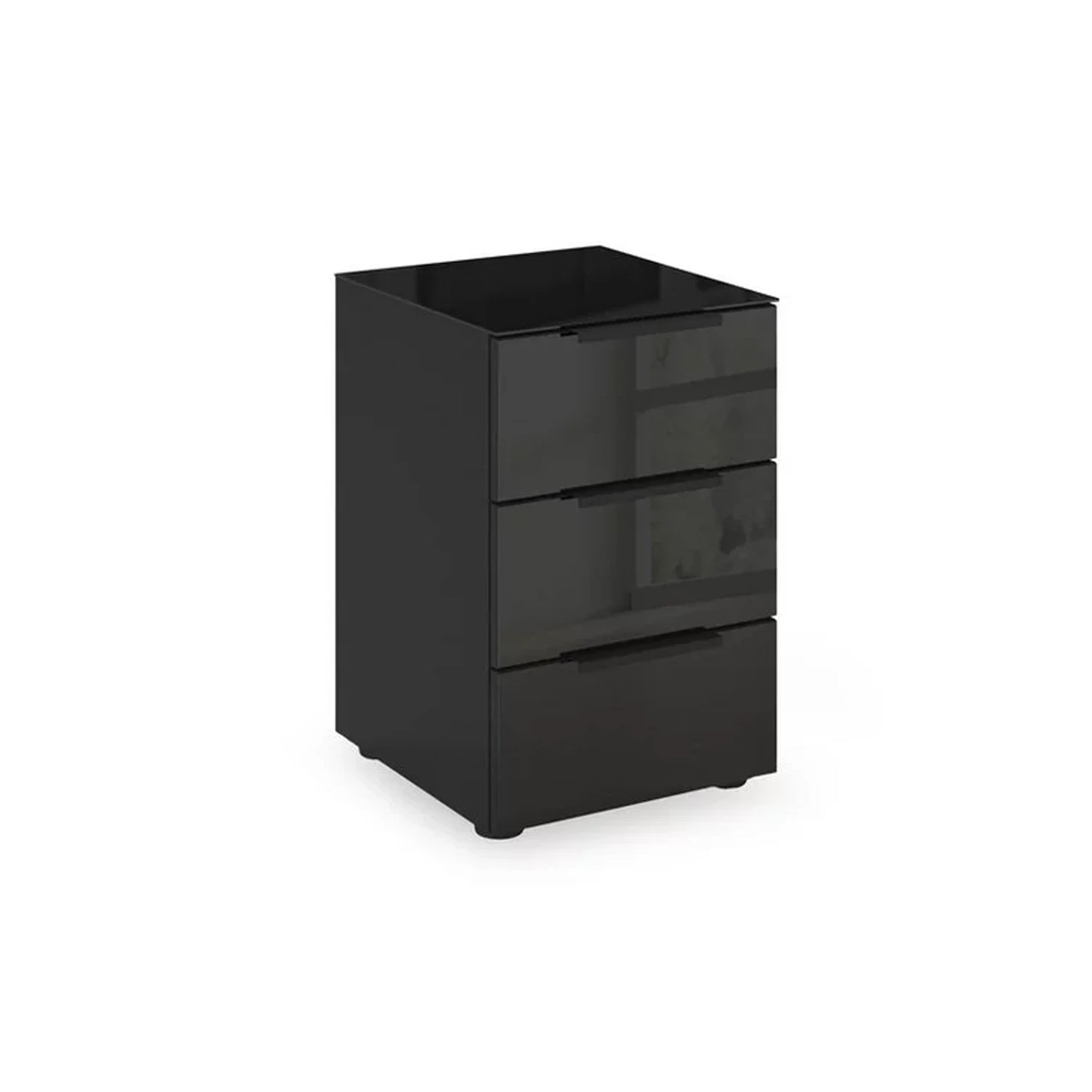 Rauch Heaven 3 Drawer Bedside Cabinet with Glass Top and Front in Black