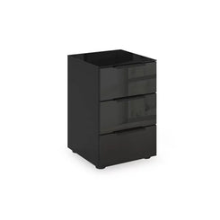 Rauch Heaven 3 Drawer Bedside Cabinet with Glass Top and Front in Black