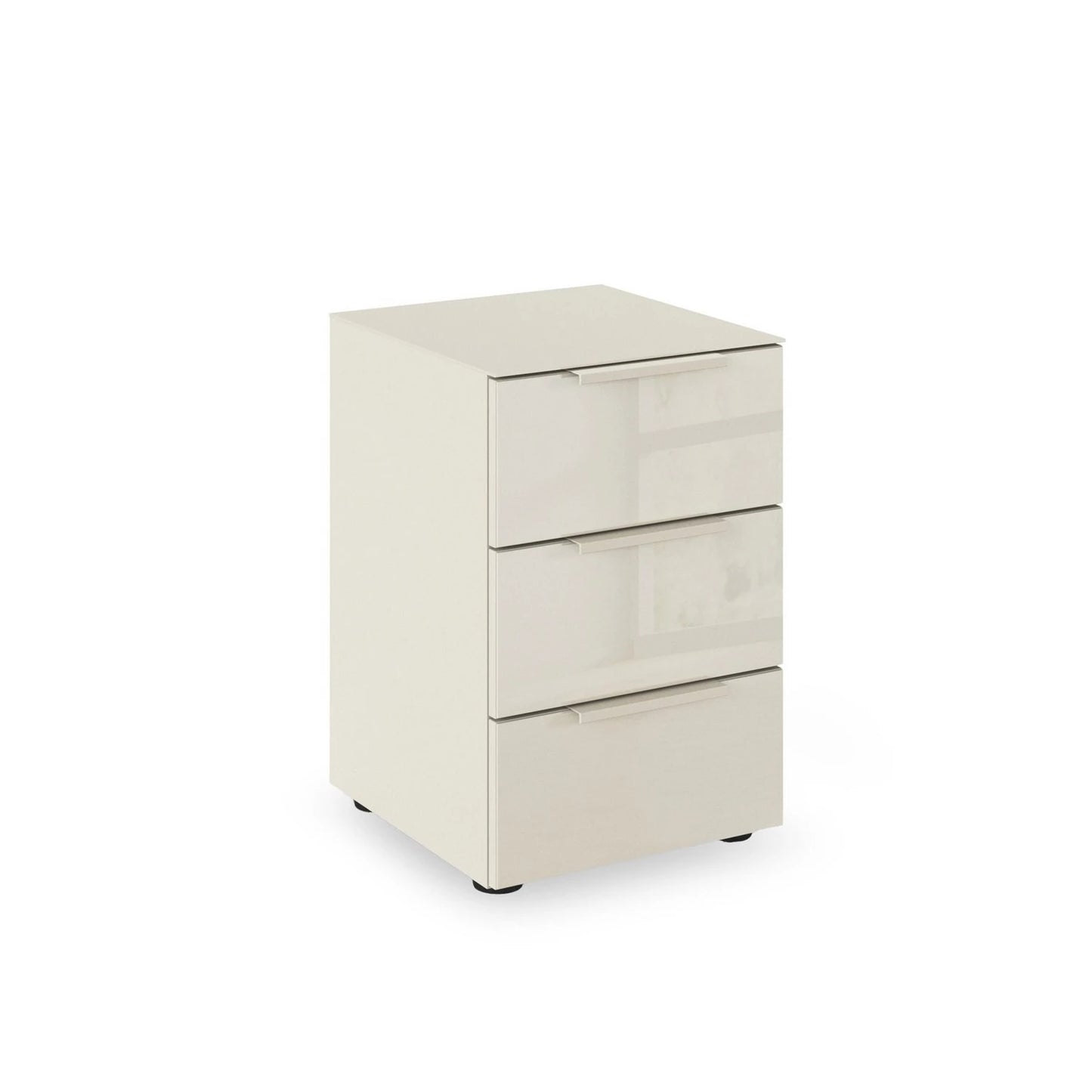 Rauch Heaven 3 Drawer Bedside Cabinet with Glass Top and Front in Champagne