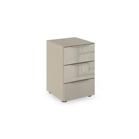 Rauch Heaven 3 Drawer Bedside Cabinet with Glass Top and Front in Fango