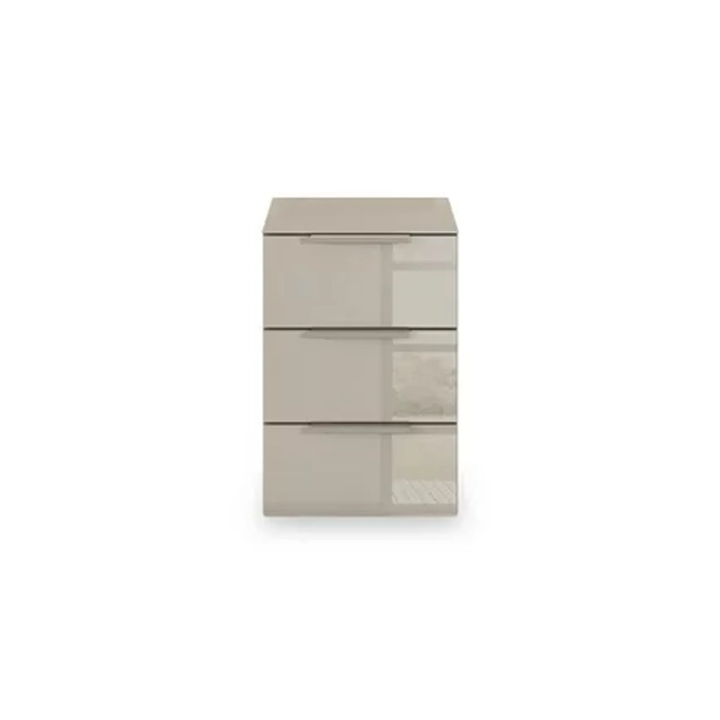 Rauch Heaven 3 Drawer Bedside Cabinet with Glass Top and Front - Front view