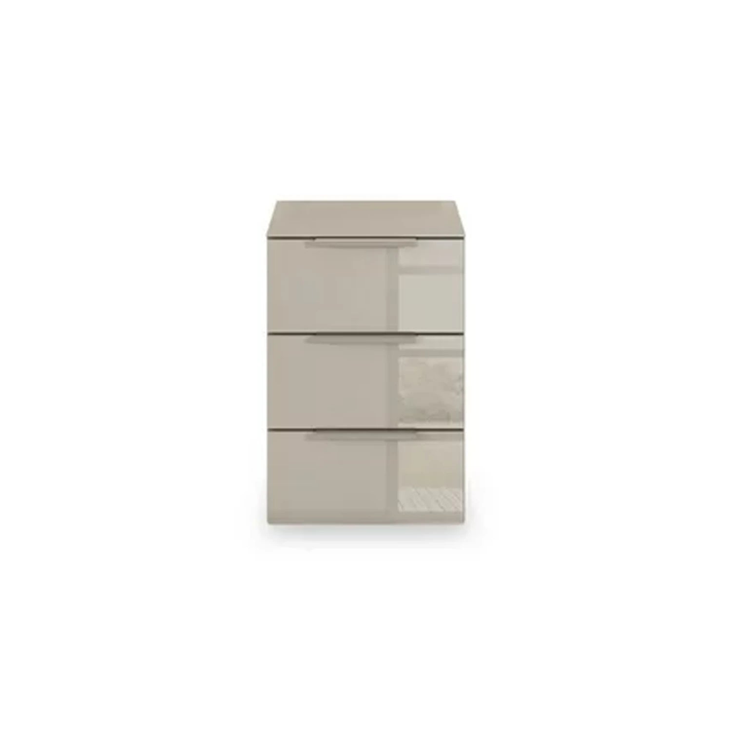 Rauch Heaven 3 Drawer Bedside Cabinet with Glass Top and Front - Front view