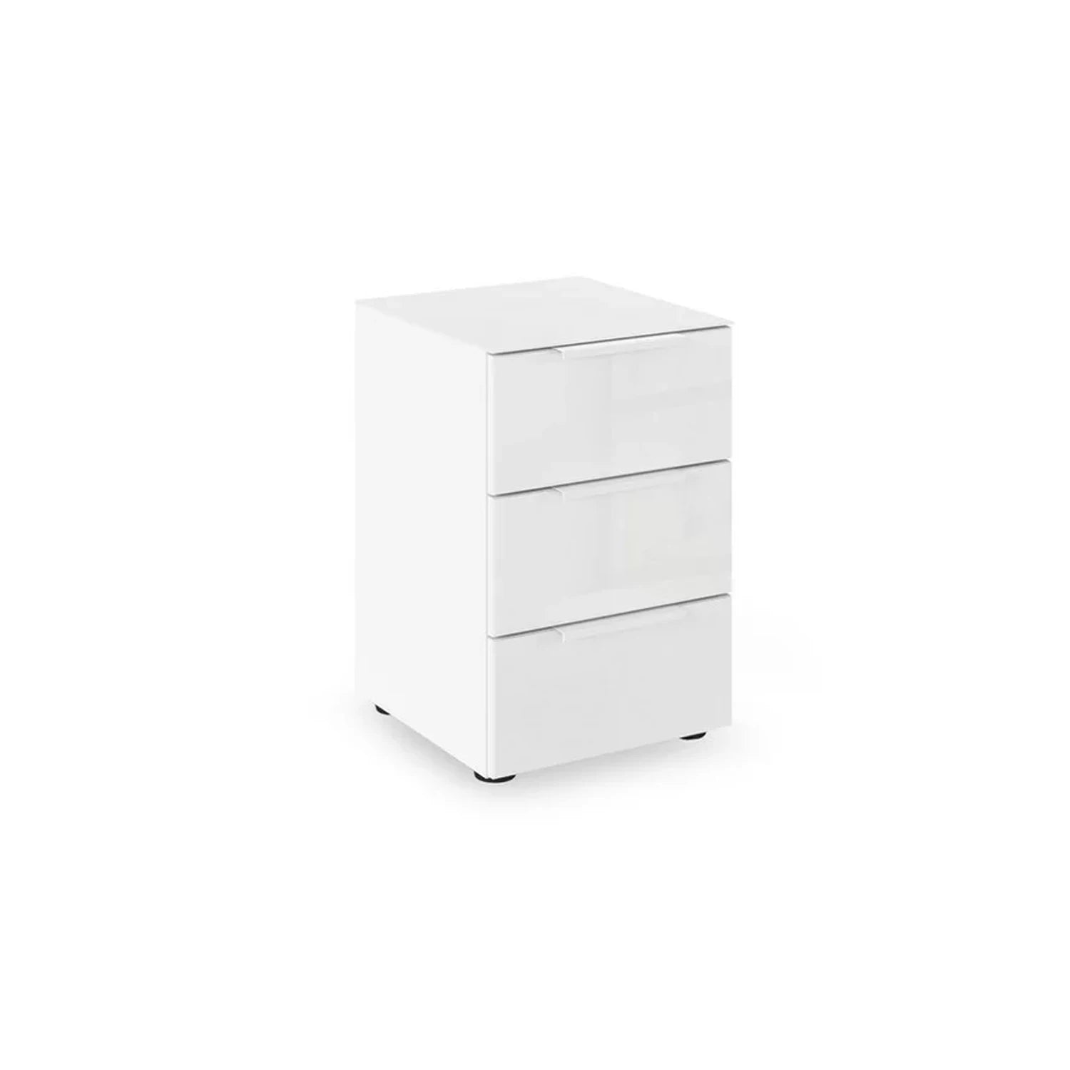 Rauch Heaven 3 Drawer Bedside Cabinet with Glass Top and Front in White