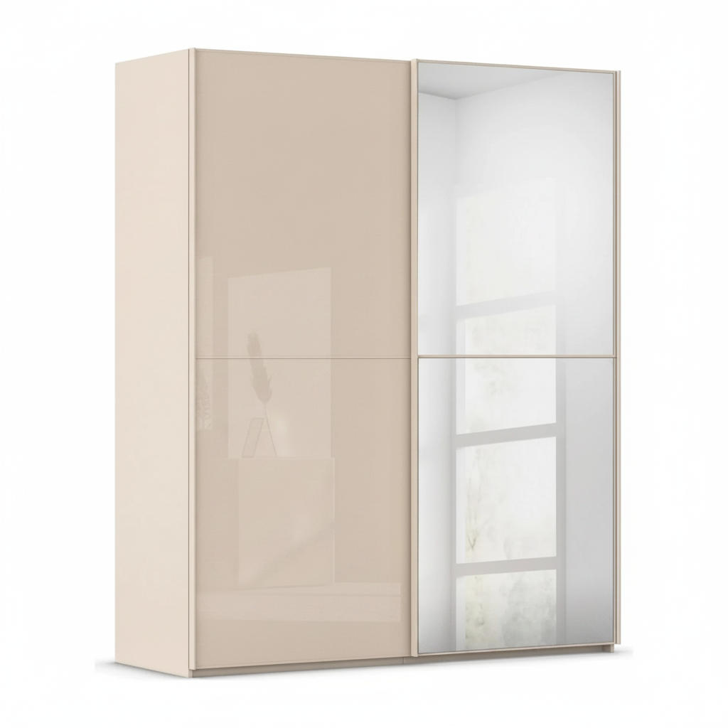 Rauch Supreme Duo Champagne Sliding 2 Door Wardrobe with Mirror