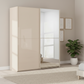 A modern Rauch Black Supreme Duo Champagne Glossy Glass Sliding 2 Door Wardrobe with Mirror