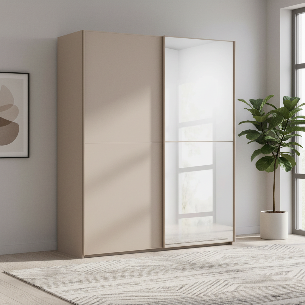 Rauch Supreme Duo Fango Sliding 2 Door Wardrobe with Mirror