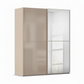 Rauch Supreme Duo sliding wardrobe in Fango with a mirrored right door and fango glass left door
