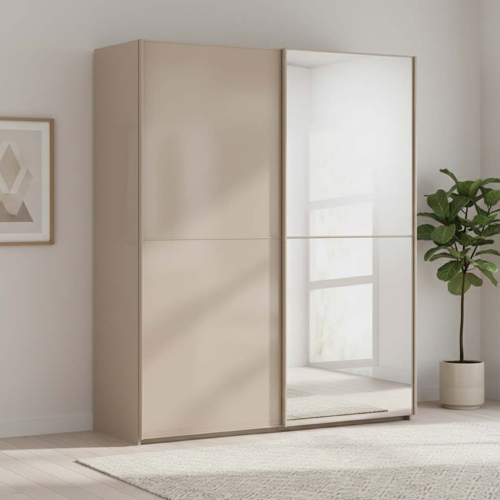 Rauch Supreme Duo Fango Sliding 2 Door Wardrobe with Mirror