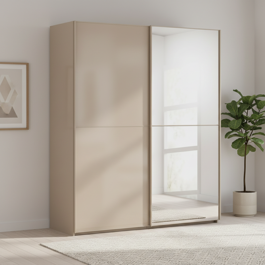 Rauch Supreme Duo Fango Sliding 2 Door Wardrobe with Mirror