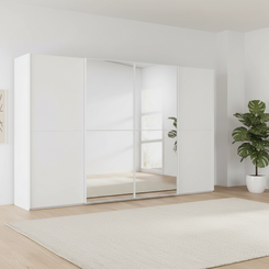 Rauch Supreme Duo White Sliding 4 Door Wardrobe with Mirror