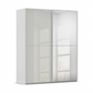 A modern Silk Grey Glass Rauch Supreme Duo wardrobe or tall storage cabinet with two sliding doors, 1 With Mirror Door