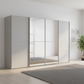 Rauch Supreme Duo four door sliding wardrobe in Silk Grey with two mirrored centre doors
