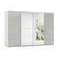 German-made Rauch Supreme Duo 4 door sliding wardrobe in Silk Grey with synchronised mirrored centre doors. 320–400cm widths. Free UK delivery and assembly.
