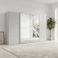 Rauch Supreme Duo four door sliding wardrobe in Silk Grey Glass with two mirrored centre doors
