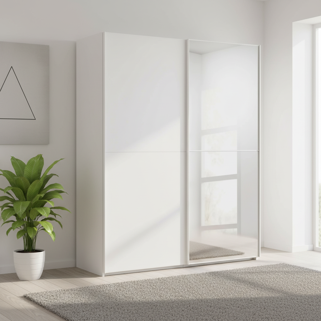 Rauch Supreme Duo White Sliding 2 Door Wardrobe with Mirror
