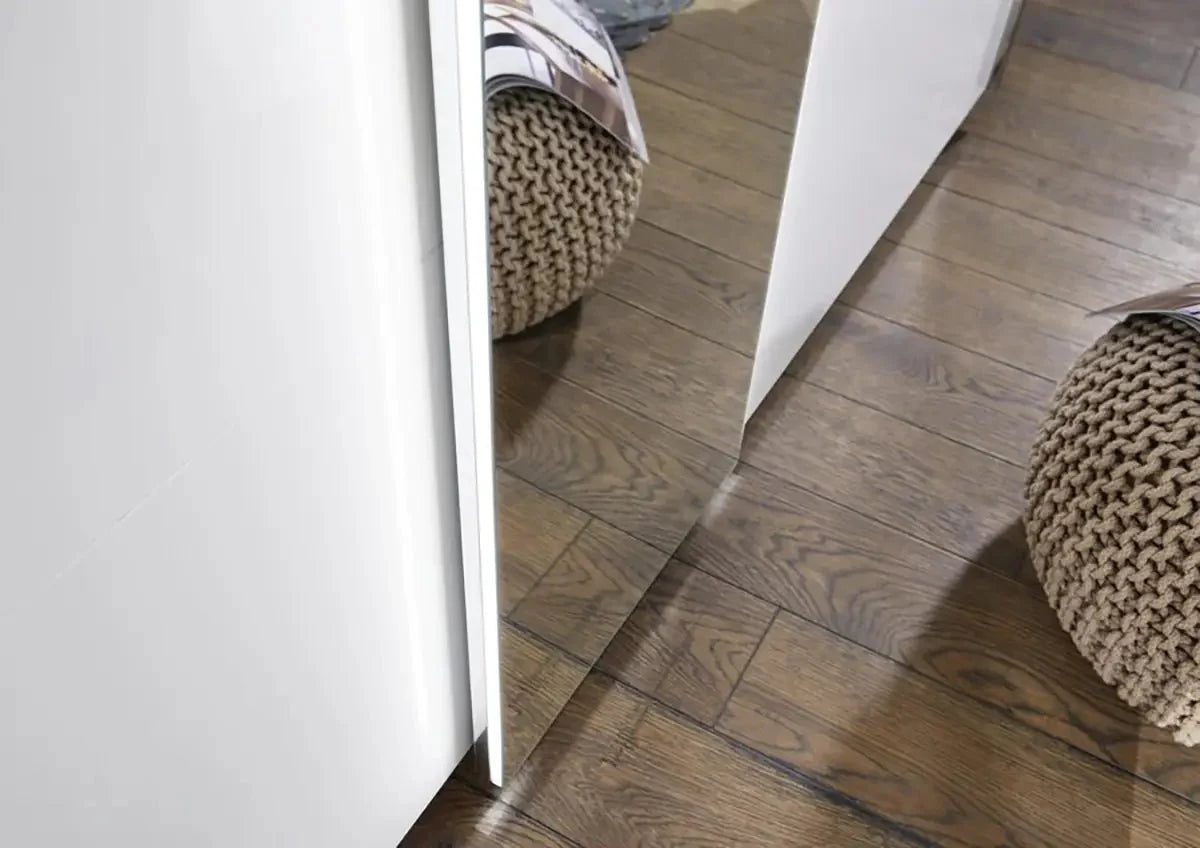 Rauch Silk Grey Perth Sliding Door Wardrobe With Mirror - Closeup view