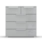 Rauch Perth 5 Drawer Silk Grey Glass Chest - Front view