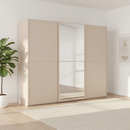 Rauch Scale Supreme Duo Champagne Sliding 3 Door Wardrobe with Mirror