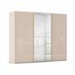 A modern three-door Rauch Sacale Supreme Duo wardrobe with two Champagne Glass doors and one central mirrored door, shown on a plain white background.