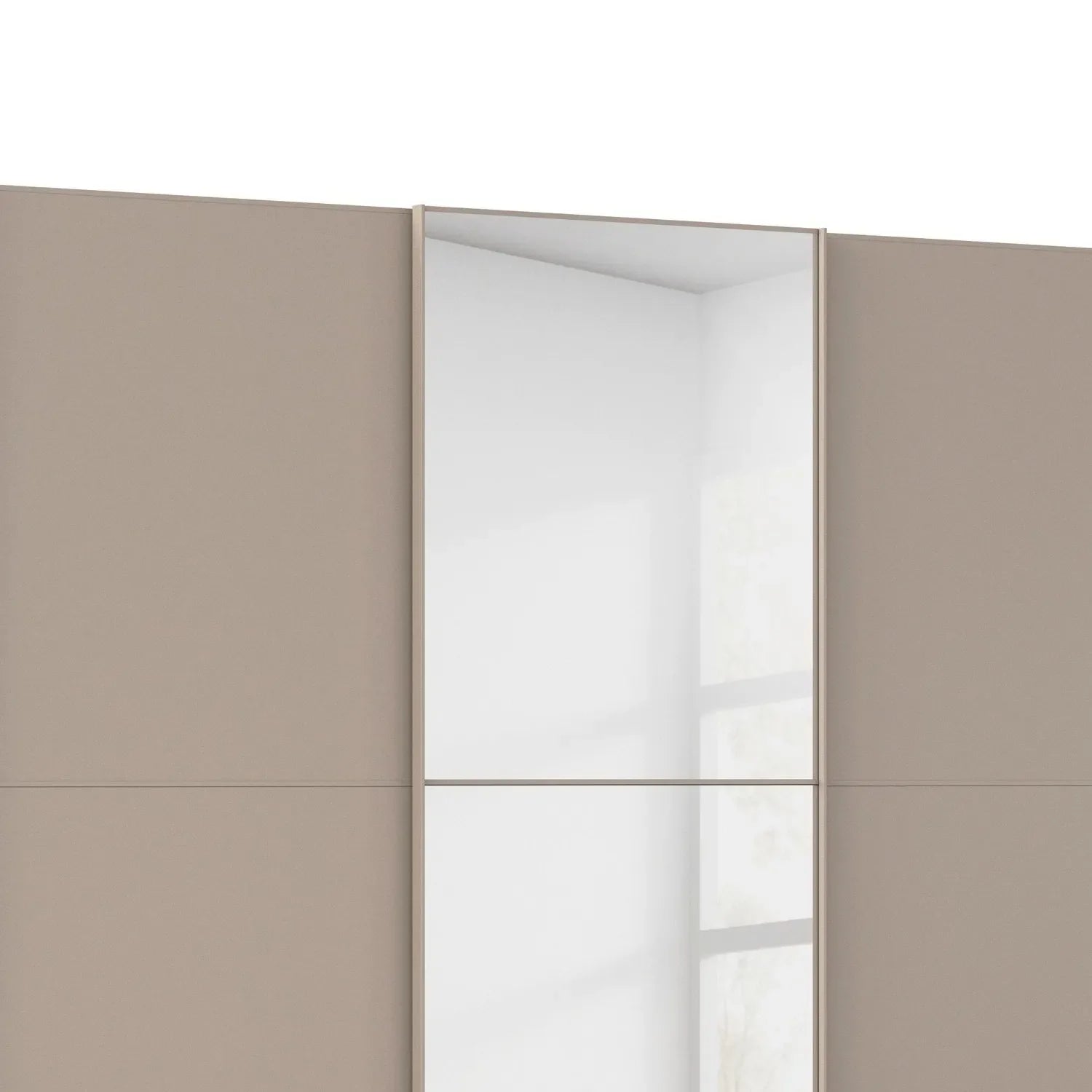 Supreme Duo Fango 3 Door Sliding Wardrobe with Mirror - Closeup View