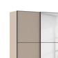 Supreme Duo Fango 3 Door Sliding Wardrobe with Mirror & Black Trim - Side Angle Closeup View