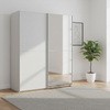 Rauch Supreme Duo sliding wardrobe in Silk Grey with a mirrored right door and silk grey glass left door
