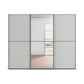 Front View of Supreme Duo Silk Grey 3 Door Sliding Wardrobe with Mirror with Black Trims and Door Handles by Rauch Made in Germany