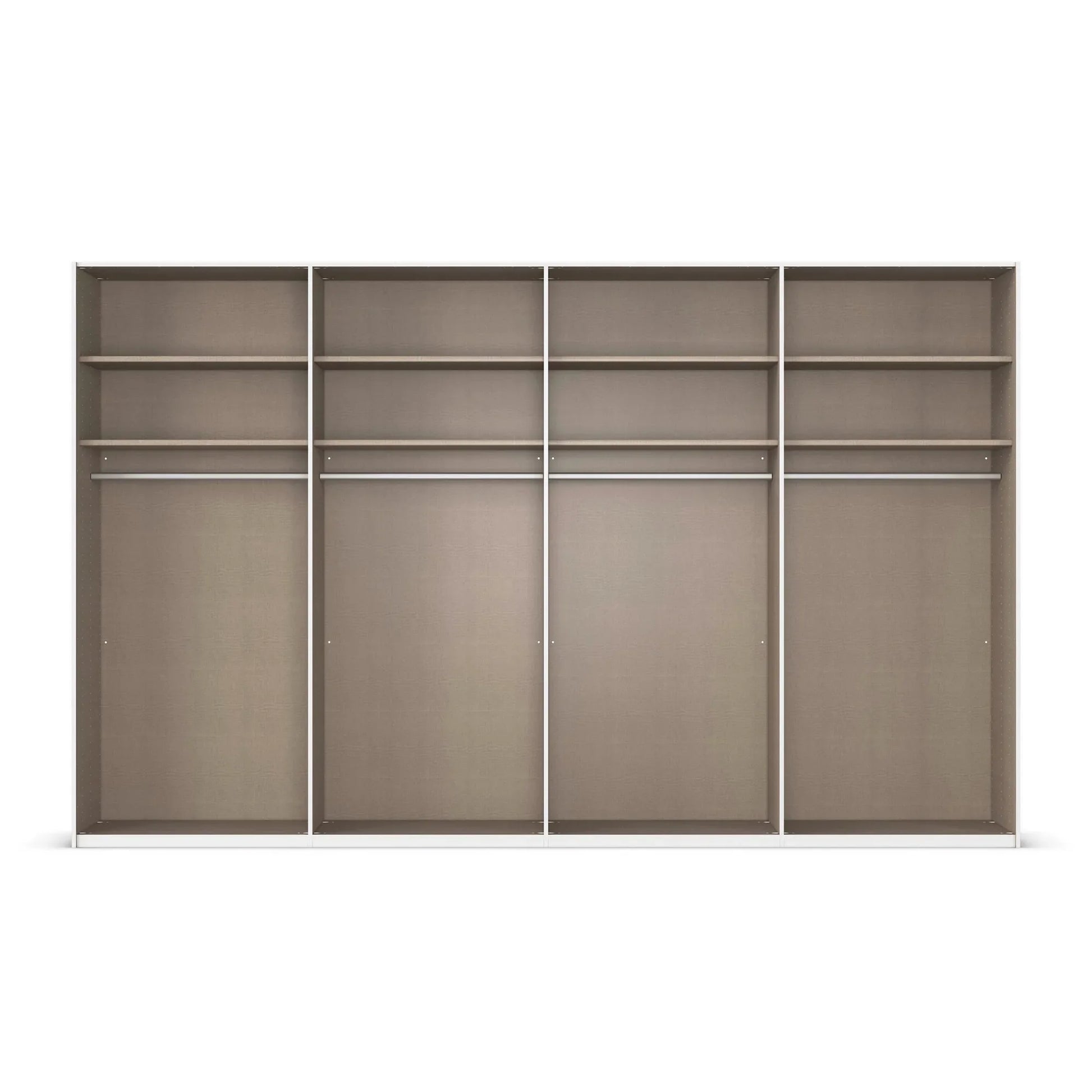 Interior Details of Supreme Duo Champagne 4 Door Sliding Wardrobe with Mirror with Black Trims and Door Handles