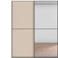Panel detailing of Supreme Duo Champagne 4 Door Sliding Wardrobe with Mirror with Black Trims and Door Handles