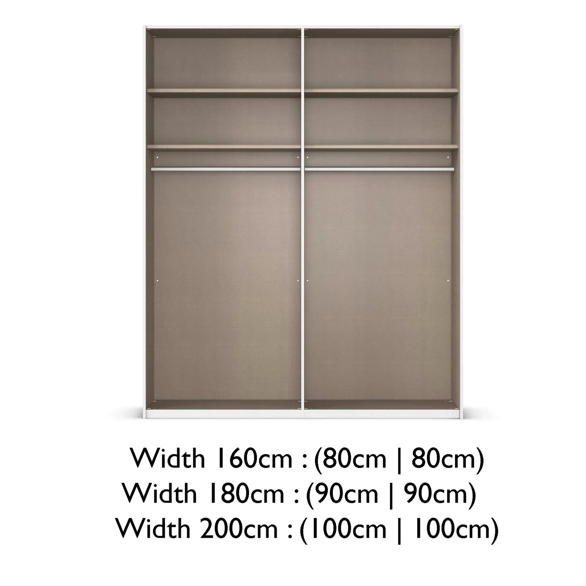 Interior Details of Supreme Duo Black Glass & Mirror 2 Door Sliding Door Wardrobe