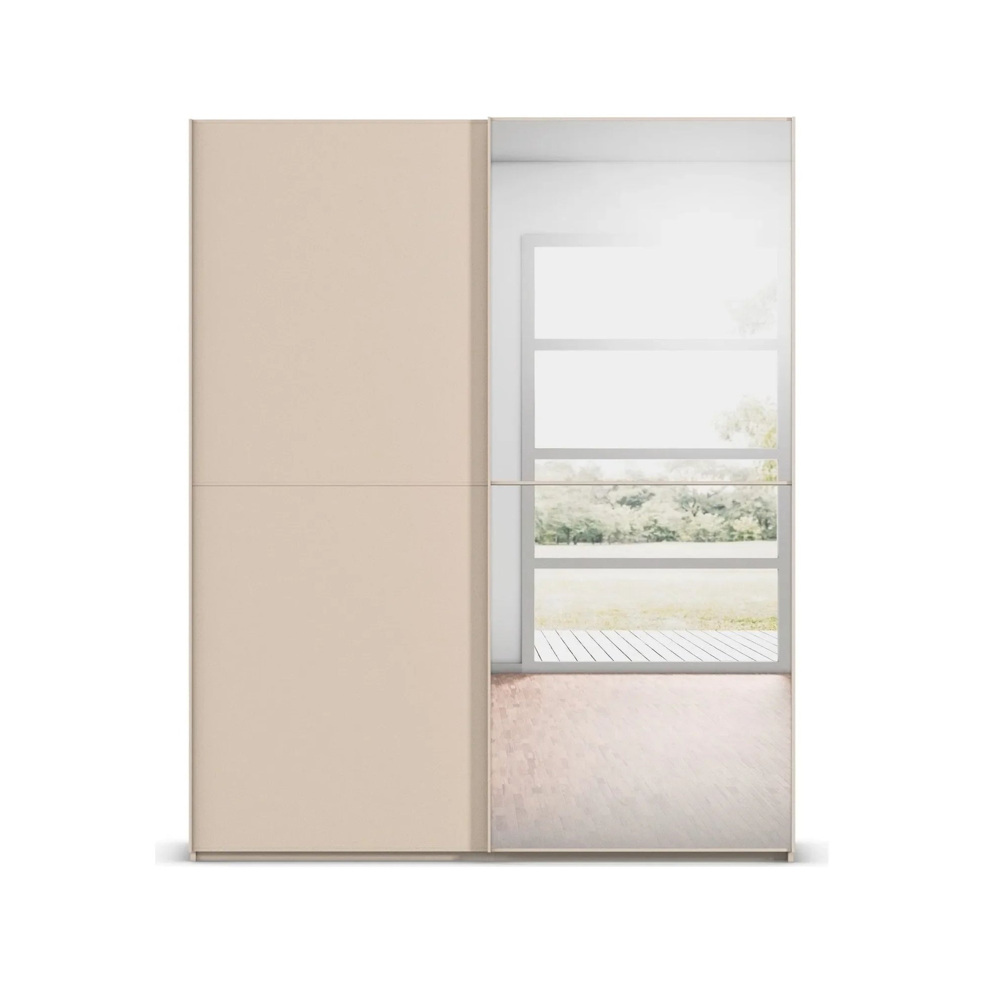 Supreme Duo Champagne Glass Sliding Door Wardrobe with Mirror
