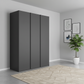 Rauch Symphony Graphite 151cm 3 door wardrobe with graphite long handles, available in 2 height 223 or 235cm