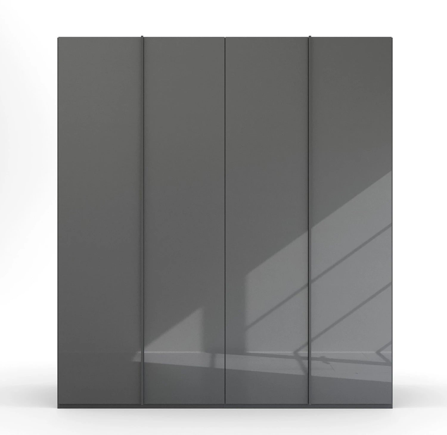 Basalt glass Symphony wardrobe by Rauch with full height handle profile and premium storage