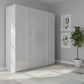 Rauch Symphony Silk Grey Glass 4 Door Wardrobe with full glass doors and integrated handles