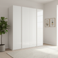 Rauch Symphony White glass wardrobe with full height handle profile and premium storage