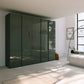 Rauch Symphony 251cm Black Glass 5 Door Wardrobe with full glass doors and integrated handles