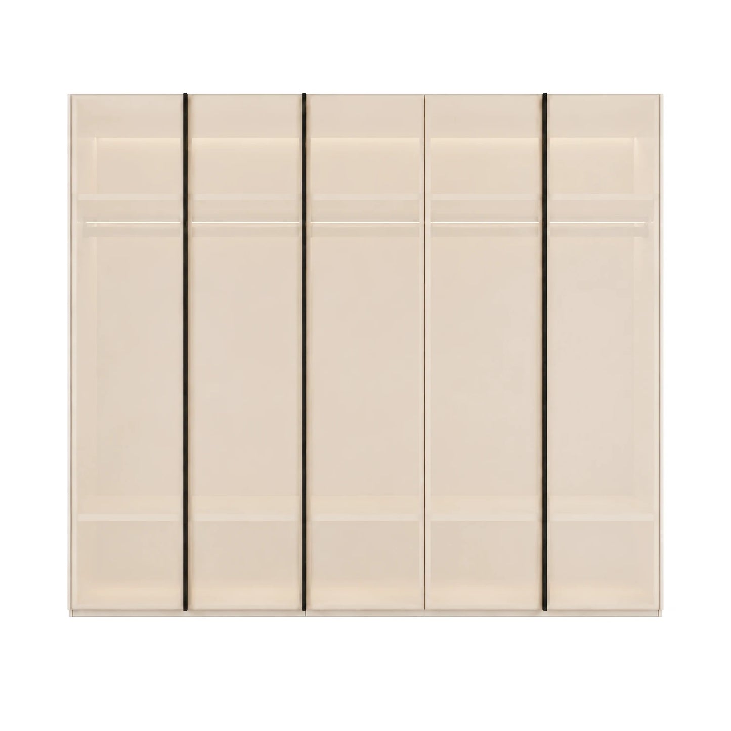 Rauch Symphony Champagne glass 5 Door wardrobe with graphite handles and luxury German styling