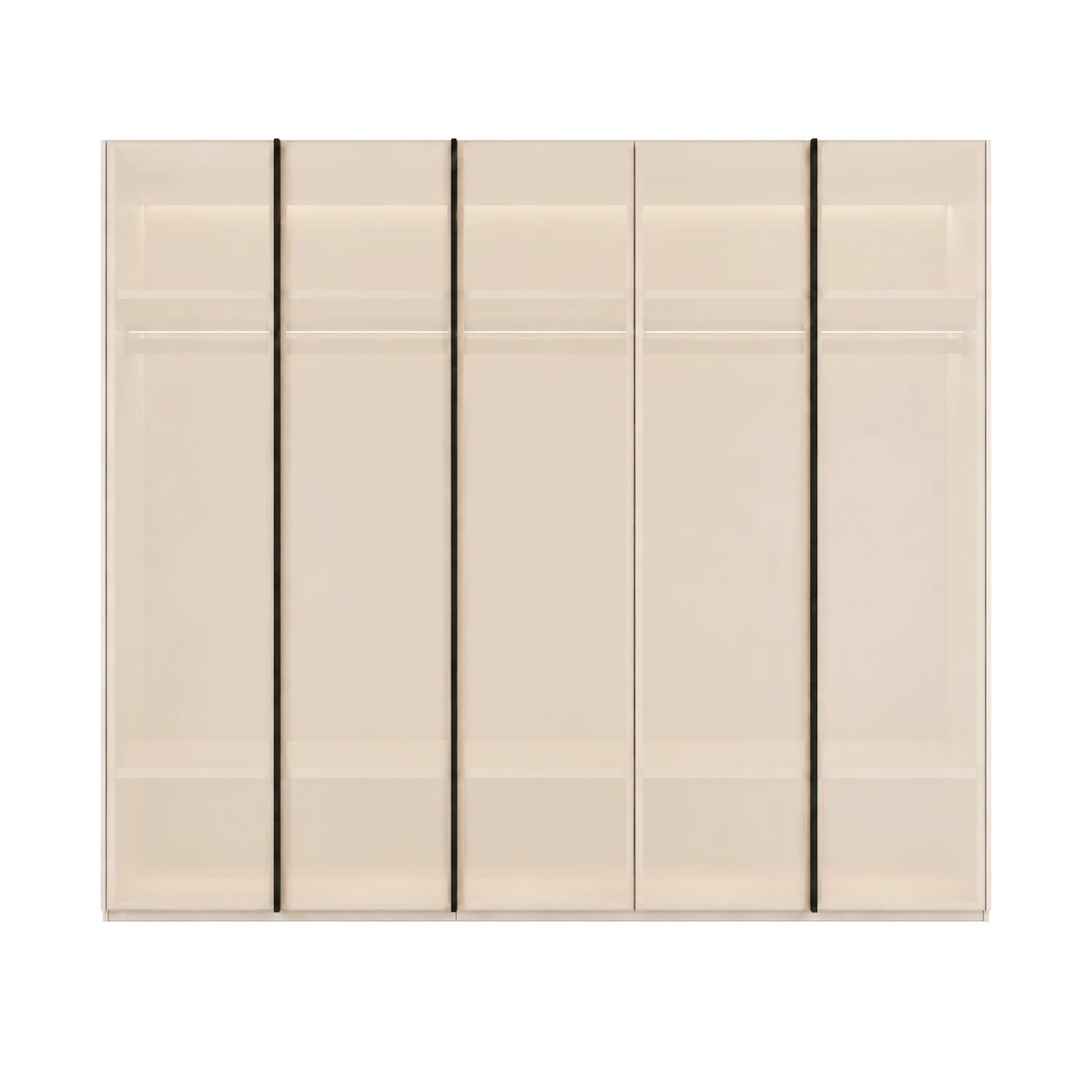 Rauch Symphony Champagne glass 5 Door wardrobe with graphite handles and luxury German styling