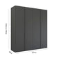 Shop the Rauch Symphony White 201cm 4 Door Wardrobe with graphite handles, with dimensions on a white background