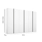 Internal View of Shop the Rauch Symphony 301cm Decor White 6 Door Wardrobe in 4 colours with graphite handles with dimensions indicated on a white background