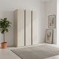 Rauch Symphony Champagne Colour 151cm 3 door wardrobe with graphite long handles, available in 2 height 223 or 235cm
