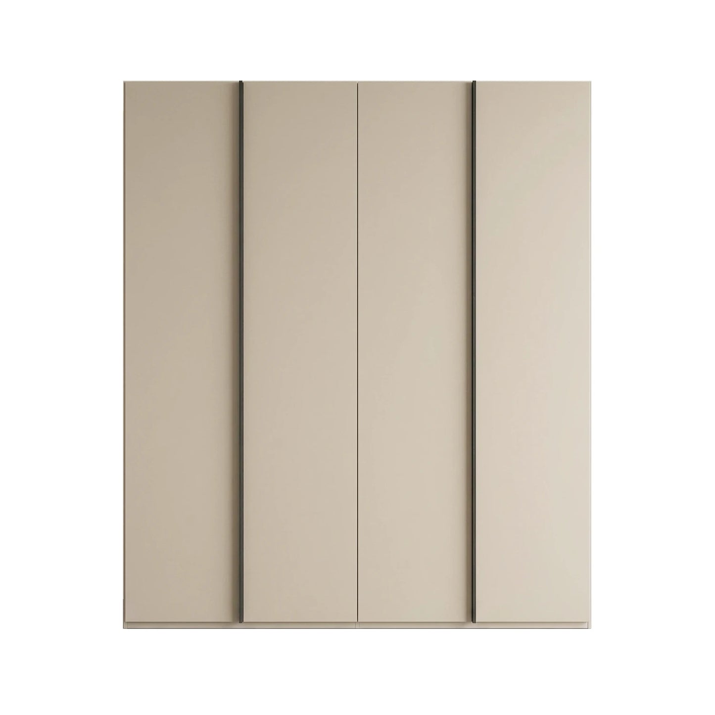 Front view of Rauch Skat Symphony Champagne 4 Door Hinged Wardrobe with Long graphite Metal Handles 