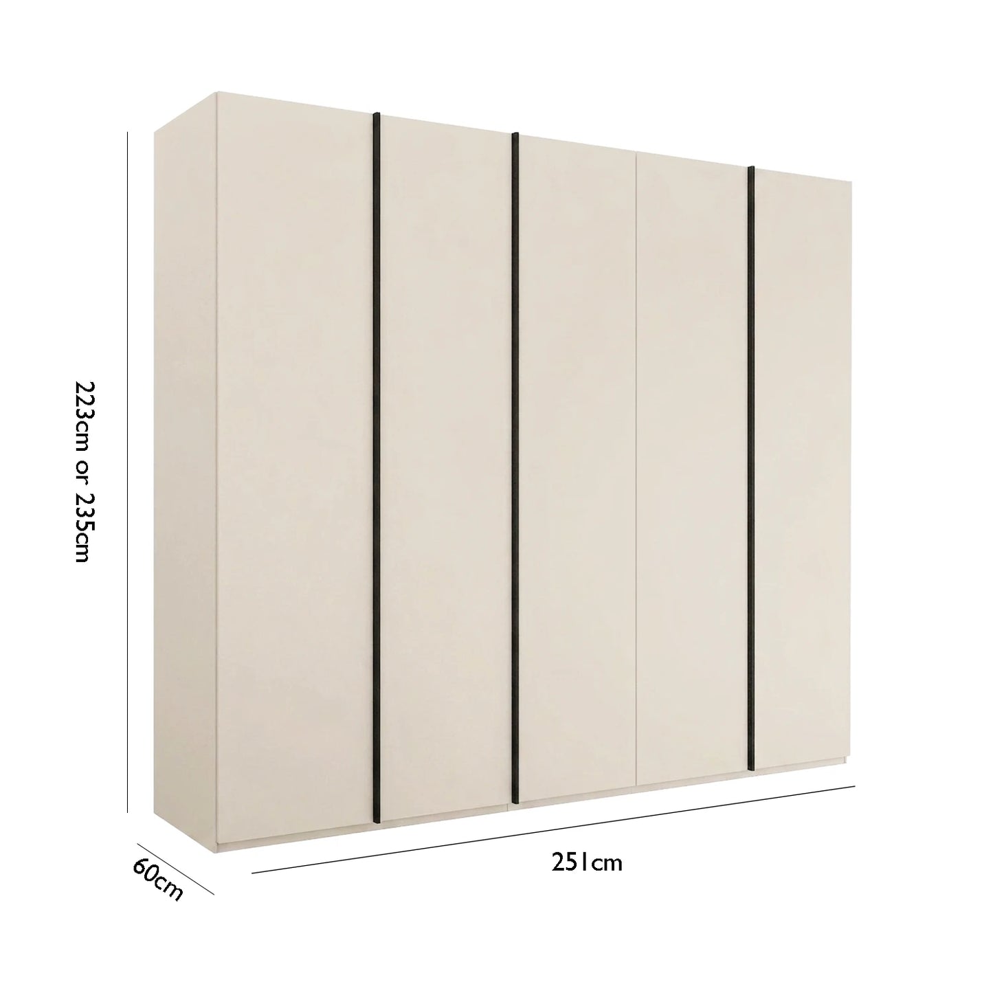 Symphony 251cm Decor 5 Door Hinged Wardrobe