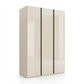 Rauch Symphony 151cm , 3 door Champagne Glass Front Wardrobe with Long Metallic Handles in graphite. 