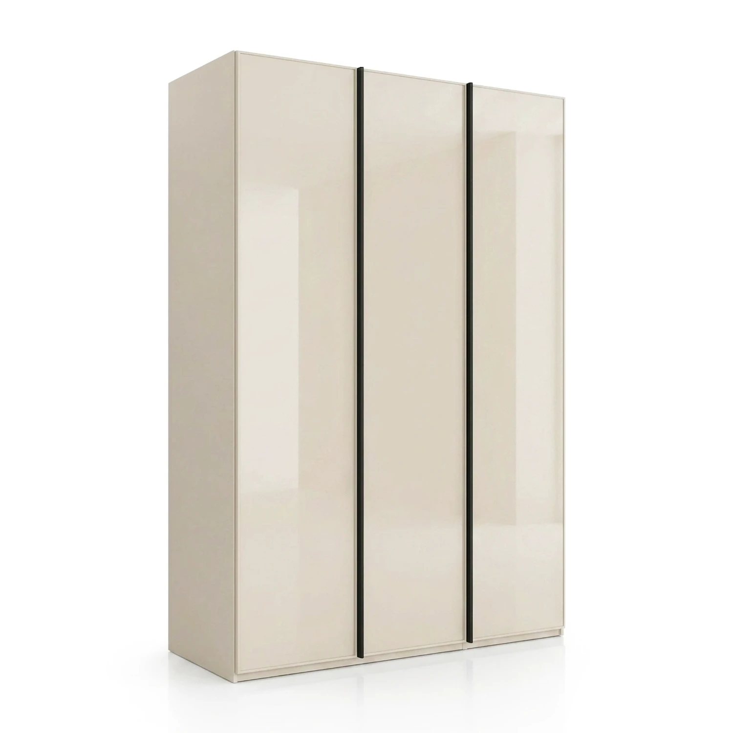 Rauch Symphony 151cm , 3 door Champagne Glass Front Wardrobe with Long Metallic Handles in graphite. 