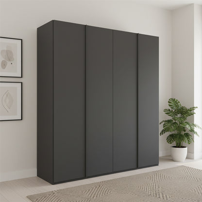 Rauch Symphony 210cm Graphite Colour 4 Door Wardrobe , Height 223cm or 235cm With Long Door Handles and Soft Close Hinges