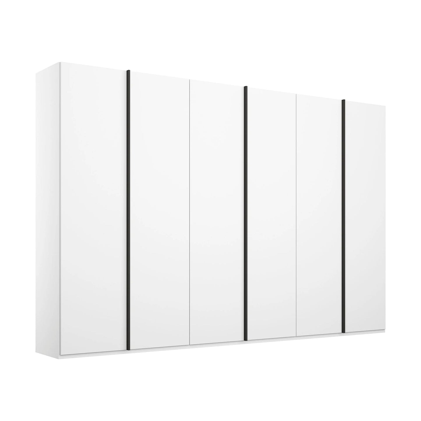 Rauch Symphony White 6 Door Hinged Wardrobe with Large Metal Handles, available in 2 heights 223cm and 236cm   