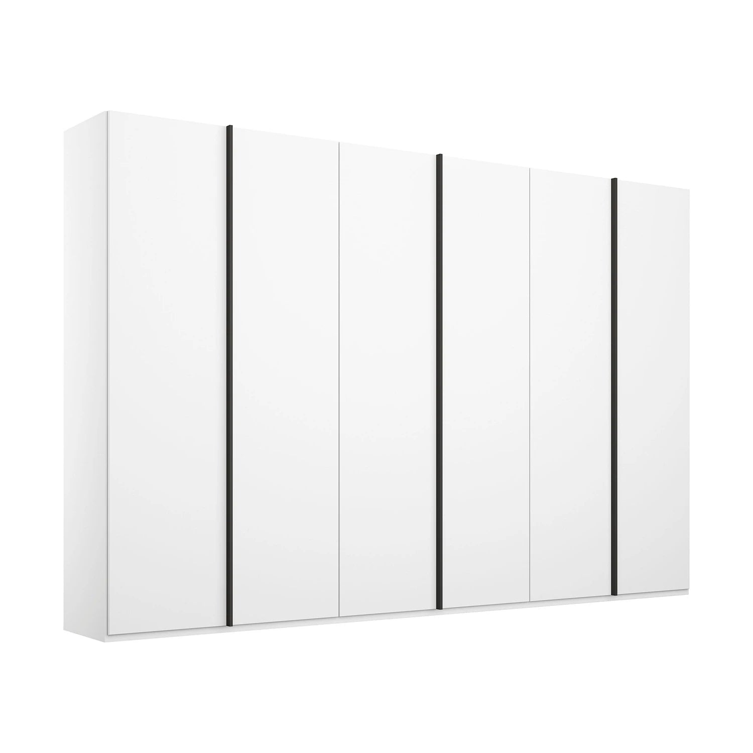 Rauch Symphony White 6 Door Hinged Wardrobe with Large Metal Handles, available in 2 heights 223cm and 236cm   