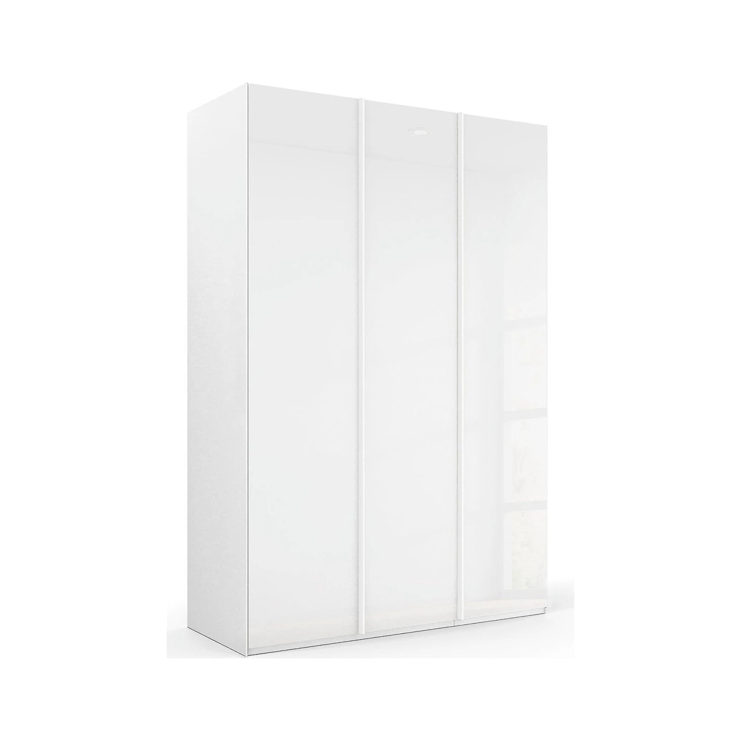 Rauch Symphone White  glass 3 door Hinged wardrobe Width 151cm, available in 2 Height sizes 223cm and 235cm