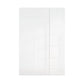 Front view of Rauch Symphone White glass 3 door Hinged wardrobe Width 151cm, available in 2 Height sizes 223cm and 235cm